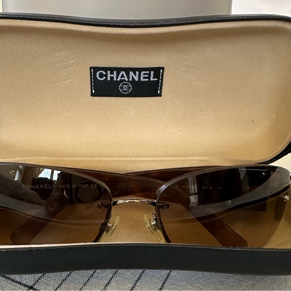 Chanel Brown Tinted Sunglasses with Case